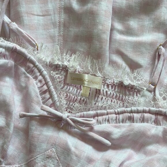 NEW LoveShackFancy Shai Linen Gingham Mini Dress Pink | US 2 UK 6 - Picture 9 of 14